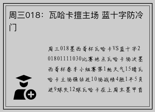 周三018：瓦哈卡擅主场 蓝十字防冷门